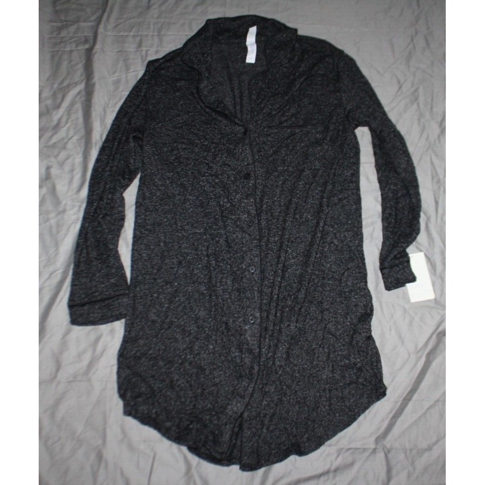 Stars Above Dark gray Long Sleeve Button Up Night Gown Women's Size XS
